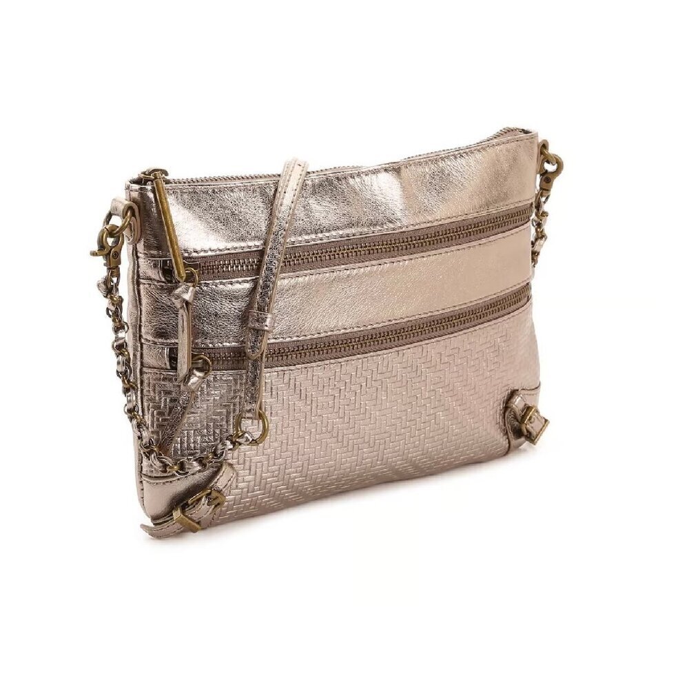 New Elliot Lucca Messina 3 Zip Leather Crossbody 9½" L x 1¼"‎ W x 7" H